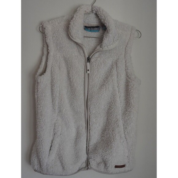 FREE COUNTRY Women’s Small Zip White Top Alpine Pile Fleece Vest Faux Fur - Picture 1 of 8